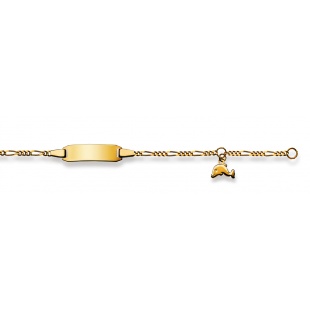 Bébé-Bracelet Figarokette 2.1mm mit Delfin in Gelbgold 750/18K