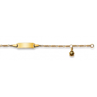 Bébé-Bracelet Figarokette 2.1mm mit Glückskäfer in Gelbgold 750/18K