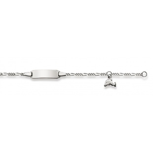 Bébé-Bracelet Figarokette 2.1mm mit Delfin in Weissgold 750/18K