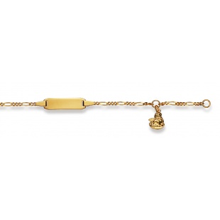 Bébé-Bracelet Figarokette 2.1mm mit Engeli in Gelbgold 750/18K