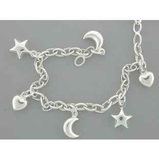 Quinn Armkette mit Herz, Mond & Sterne in Silber 925